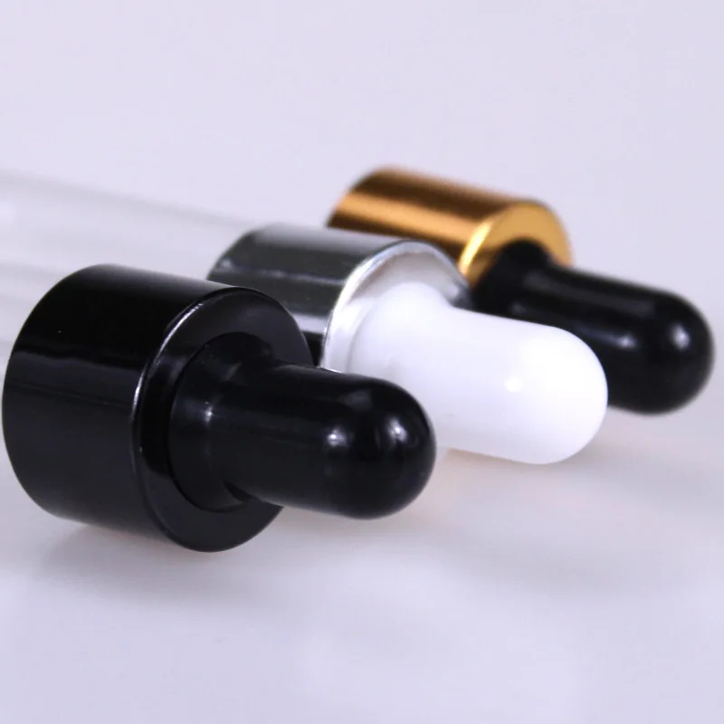 10pcs/lot 5/10/15/20ml Clear Glass Dropper Bottle With Black Lid Portable Glass Eye Dropper Aromatherapy Esstenial Oil Bottle