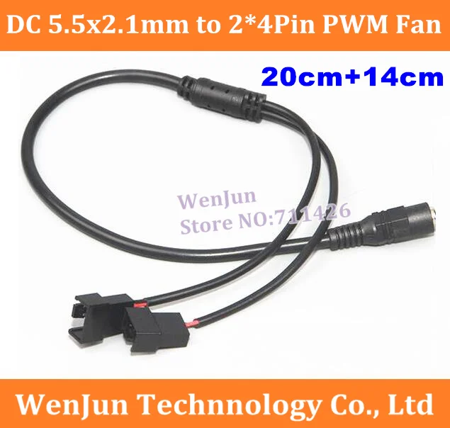 

DC 5.5x2.1mm Female to 2*4Pin PWM Fan convert cable D type to Fan Power cable for 9V or 12V adapter cable