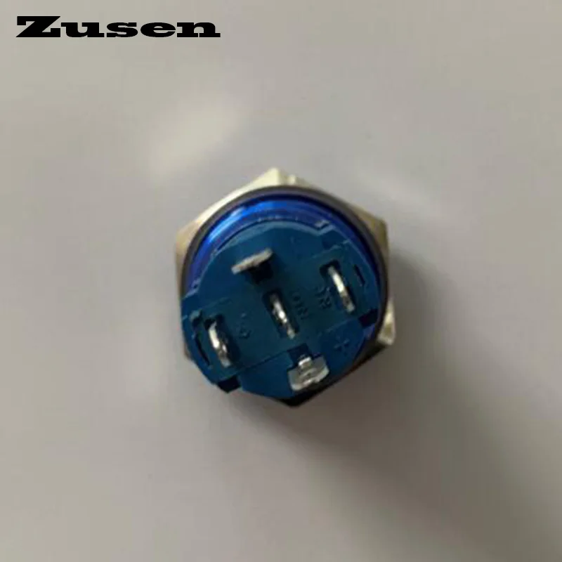 Zusen 16mm blu ossidazione illuminato fiocco di neve simbolo della luce solare interruttore A pulsante A scatto IP65(ZS16B-11ZDT/B/12V/A