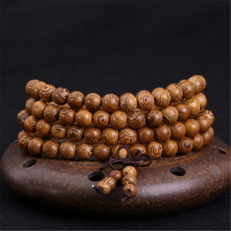 108 Beads 8mm Natural Sandalwood Buddhist Buddha Wood Prayer Beaded Knot Black Ebony Unisex Men Bracelets & Bangles For Women