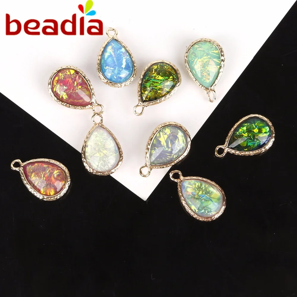 High Quality 2pcs/lot 12*16mm Double Side Water Drop Copper Bound Charms For DIY Jewelry Finding Necklace Birthday Gifts