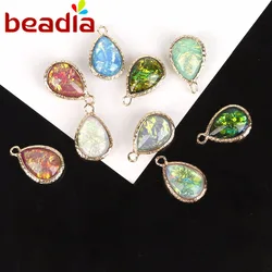 High Quality 2pcs/lot 12*16mm Double Side Water Drop Copper Bound Charms For DIY Jewelry Finding Necklace Birthday Gifts