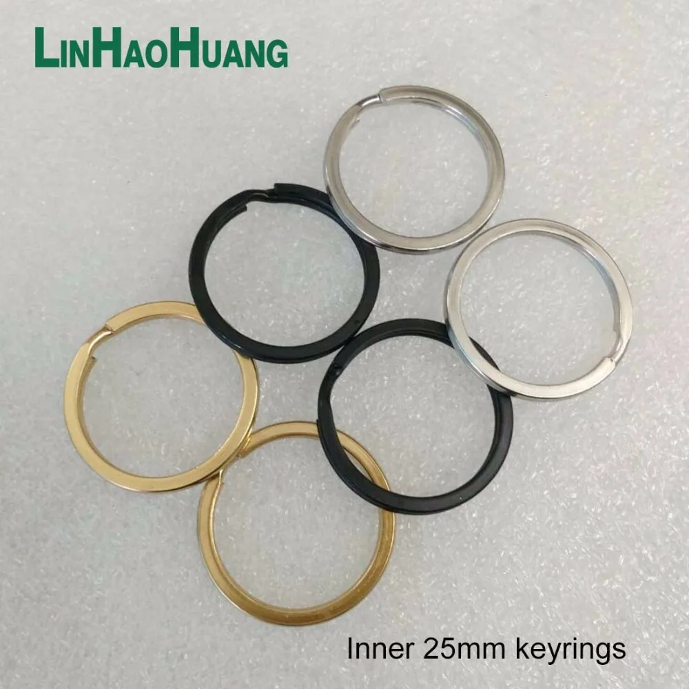 60pcs/lot 1inch 25mm Metal Flat Iron Round Split KeyRing Key Holder,Metal Keychain Accessories Nickle,Matte Black,Ligth gold