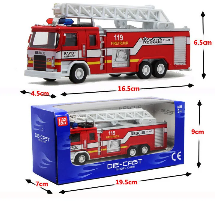 Mini 1:32 scale alloy construction vehicles, pull back model toys cars,Fire truck,Diecast car,free shipping