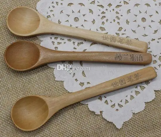 Japanese Korean Tableware Handle Coffee Wooden Spoon Honey spoon baby Feeding Can engrave LOGO