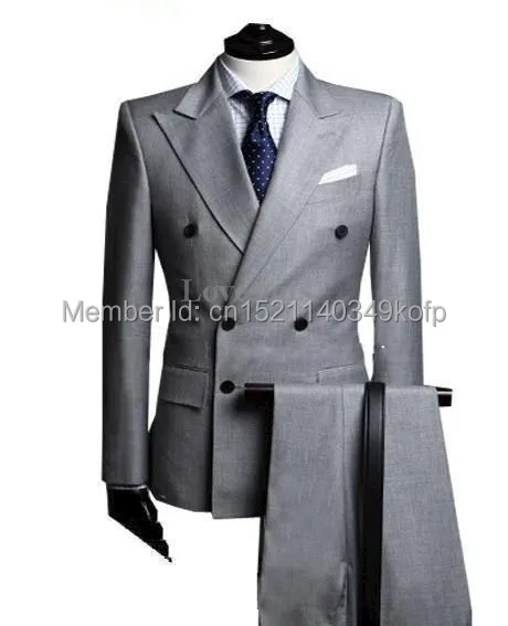 

New Deisgn 2018 Formal Suits Light Grey Coat Pant Custom Made Double Breatest Men Suits Slim Fit Wedding Suits For Men Tuxedo