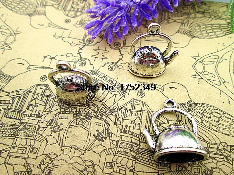 15pcs--Kettle Charms Antique Tibetan silver 3D Kettle Charms pendants , 16x20x9mm