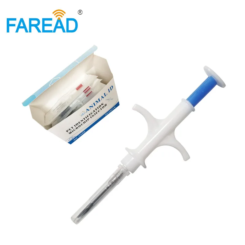 134.2KHz Microchips Syringe Animal Pet ID Tracking Tag Rfid Implant For Cows Turtles Dog Chip Glass Tube Needle Injector FDX-B