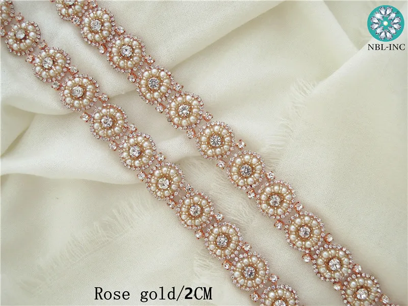 (10 yards) Bridal sash beaded pearl crystal rhinestone appliques trim iron on for wedding dresses sash WDD0897