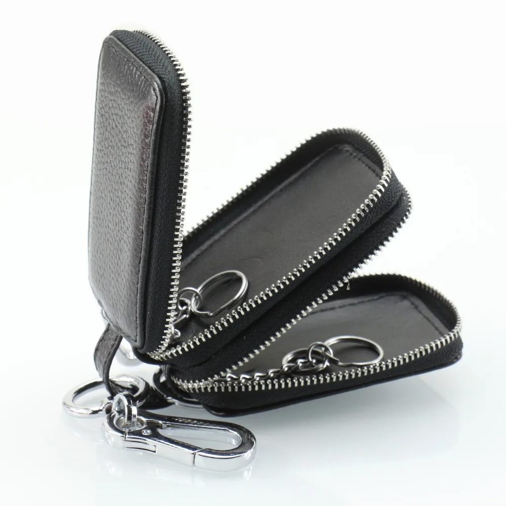 

Double Zipper Multi function Men Car Key Bag Genuine Leather Women Key Holder Large capacity Keyrings Purse Universal Key Wallet