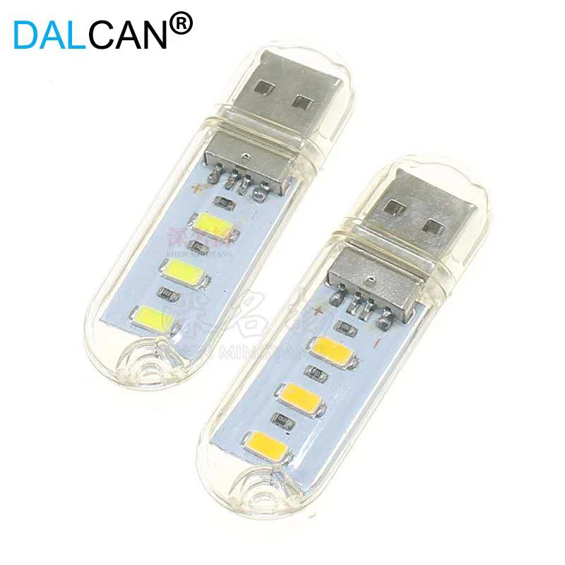 DALCAL  Bright 3LED Portable Mini USB Light Desk Lamp Night Lamp Book Light For PC Desktop Laptop Notebook Reading Power Bank