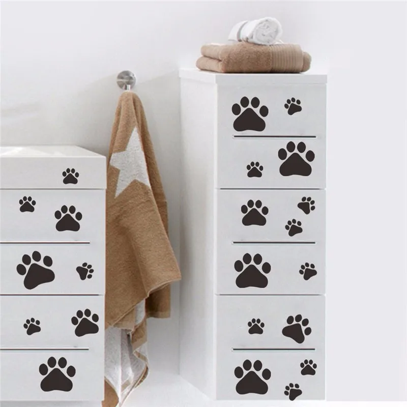 22pcs 4-10cm Cartoon Cute Dogs Cats Animal Foot Wall Stickers For Kids Child Rooms Wardrobe Fridge Home Decor Vinyl Wall Decals