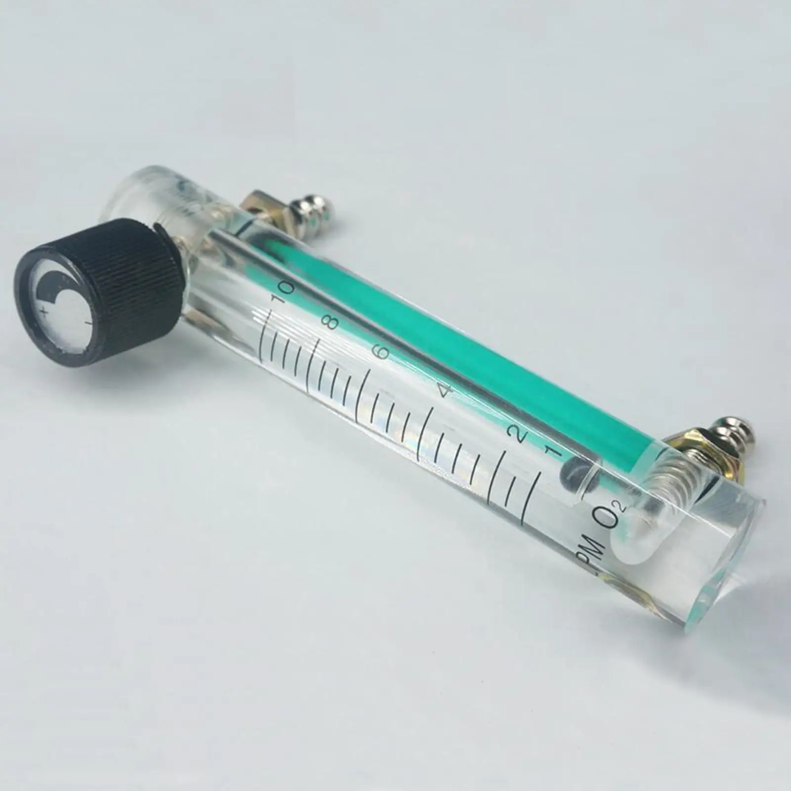 1-10L/min LZM-6T Acrylic Panel Gas Air Oxygen Flowmeter Rotameter With Control Valve 8mm Hose Barb 116mm Length