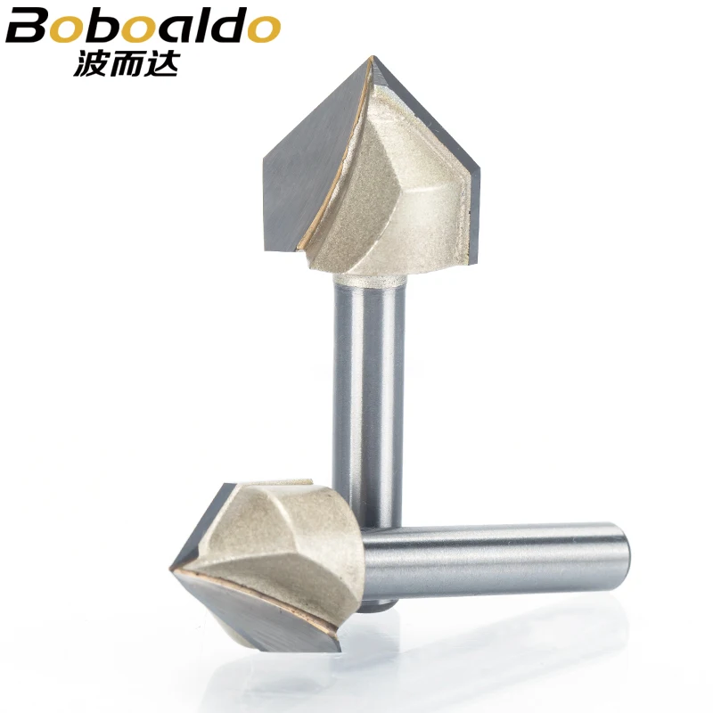 1pcs 1/2 1/4 Shank V Type slotting cutter Professional Router Bits for wood 90 Deg Tungsten Woodworking Carving Tool