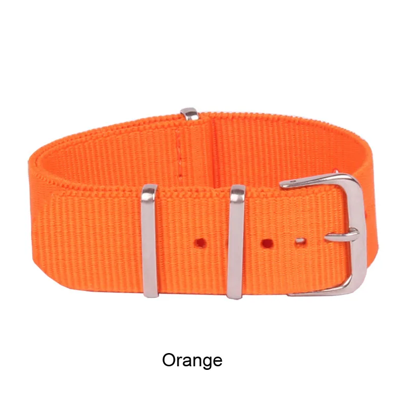 New Arrival 20 mm Solid Orange  Woven Fiber watchband 20mm Nylon Watch Bracelet Strap Wristwatch Band Buckle Cheap fabric