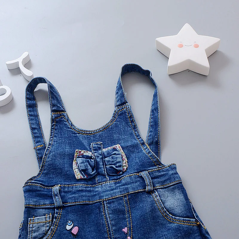 Spring Autumn Kids Cotton Girls Blue Denim Jeans Girls Overalls Jumpsuits For Toddler Girl Bib Pants