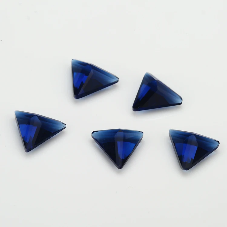 100pcs 3x3~10x10mm Triangle Shape Loose Stone Blue Color Glass Synthetic Gems For Jewelry DIY Stone