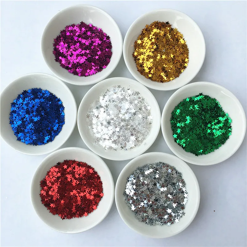 10g/Pack 4mm Star Shape Nail Sequin Silver-Base PVC loose Sequins Paillettes Glitter Nail Art manicure/Slime Wedding confetti