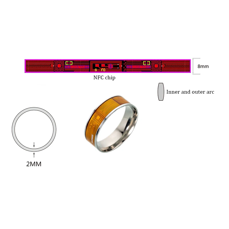 Multifunctional Unisex Stainless Steel NFC Smart Chip Ring Intelligent Ring Couple Finger Digital Rings Jewelry Accessories