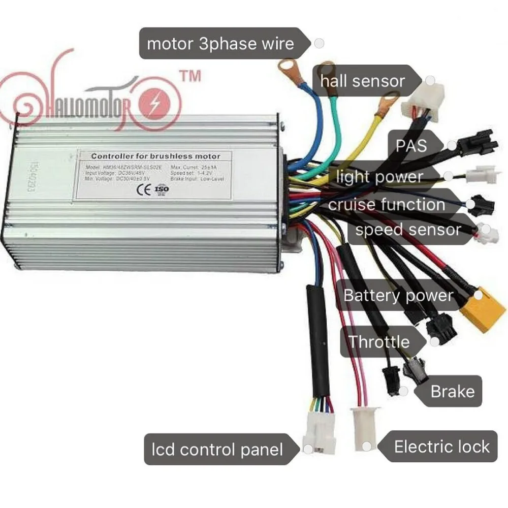 Silver Control 24V 500W Brushless eBike Controller 9MOSFET 25A Regenerative and Reverse Function Scooter Bicycle Conversion Kits