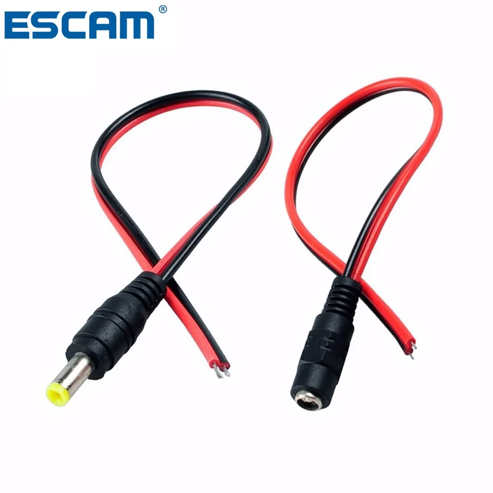 

ESCAM 1pcs 30cm extension connect wire 5.5*2.1mm Female & male Cable Plug Wire Power Socket for strip CCTV Camera DC 12V