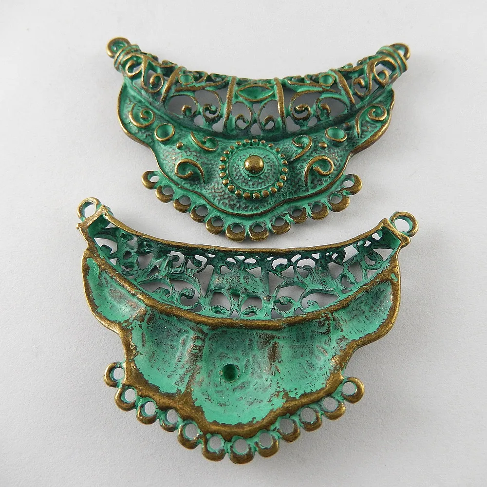 GraceAngie 5pcs Antiqued Green Bronze Tone Alloy Fashion Charm Connector Decor Jewelry Necklace Accessories Hot 67*45*6mm 52016