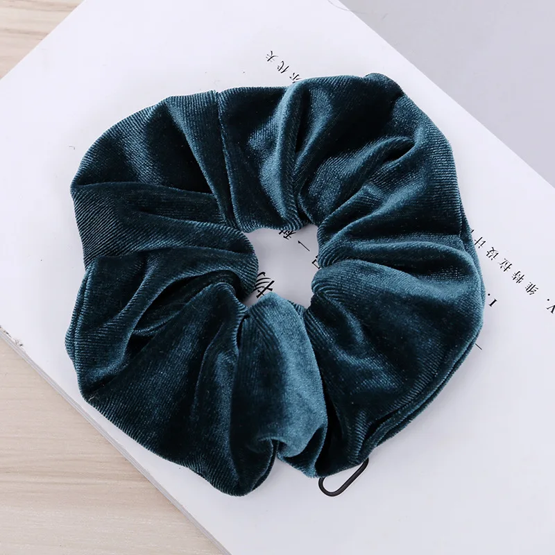 Large Women Elegant Velvet Solid Elastic Hair Bands Ponytail Holder Scrunchies Tie Hair Rubber Band Headband Hair Accessories