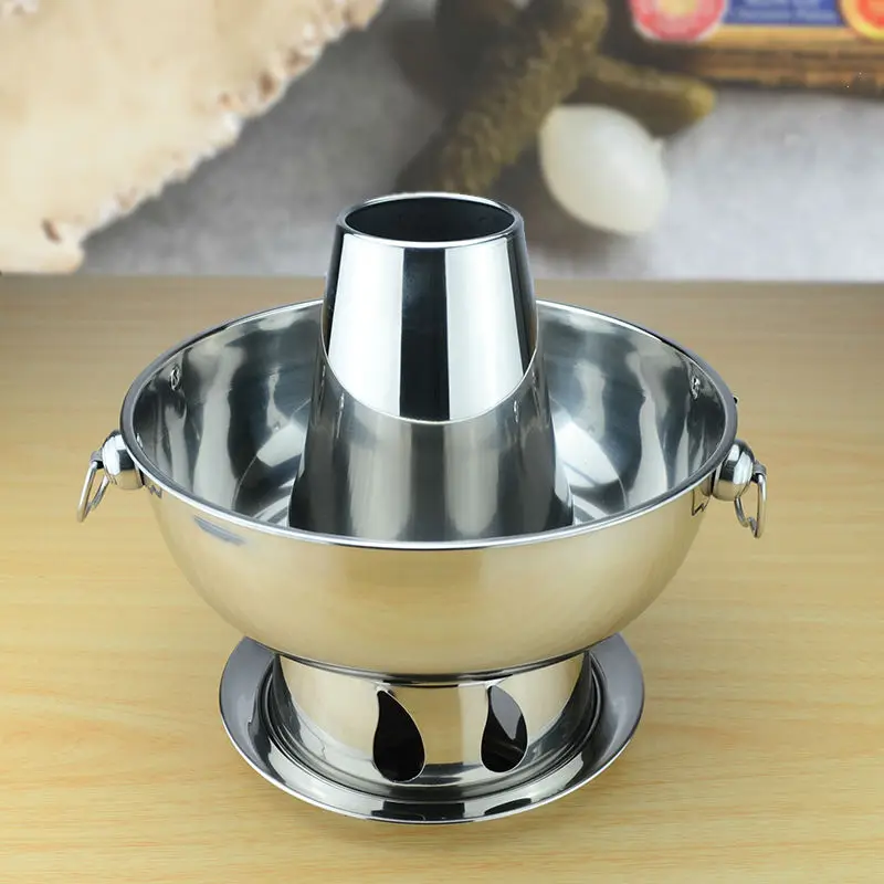 1.8 Liters High Quality  Stainless Steel Hot Pot, Chinese Fondue Lamb Chinese Charcoal Hotpot Outdoor Cooker Picnic Cooker