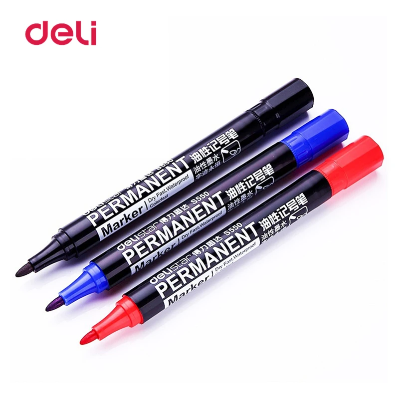 Deli Waterproof Permanent CD Glass Paint Marker Drawing Fast Dry Oily Mark Pen School Office Supply Student Stationery Gift