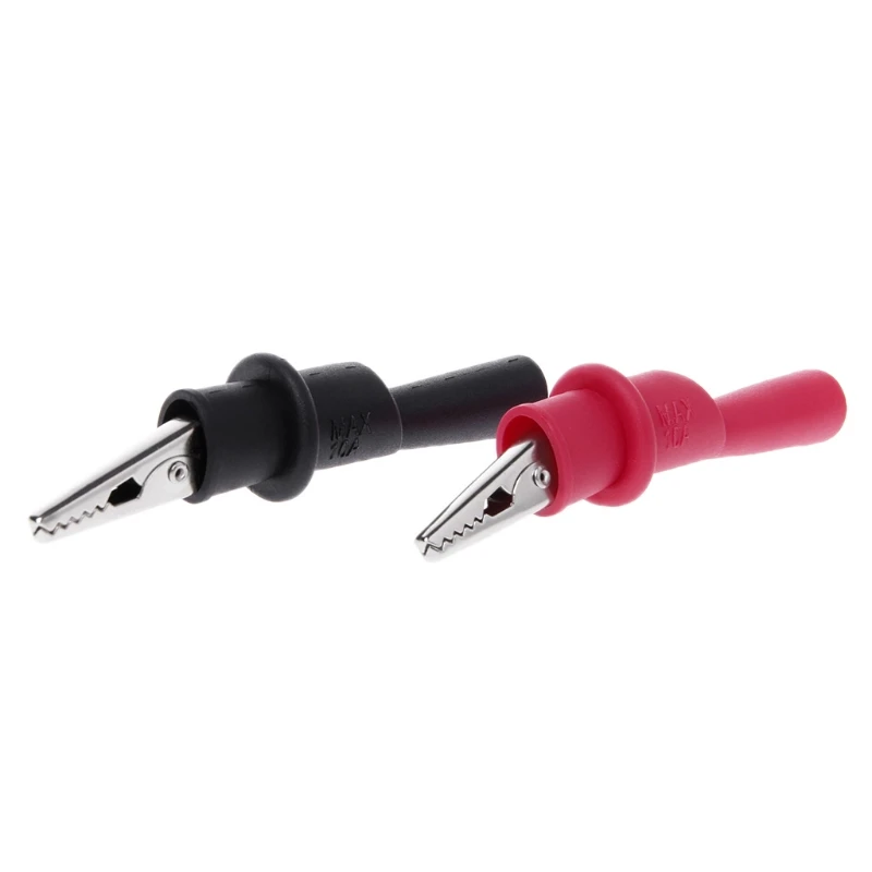 1 Pair Insulated MultiMeter Test Lead Alligator Clip for Crocodile Clamp Probe T