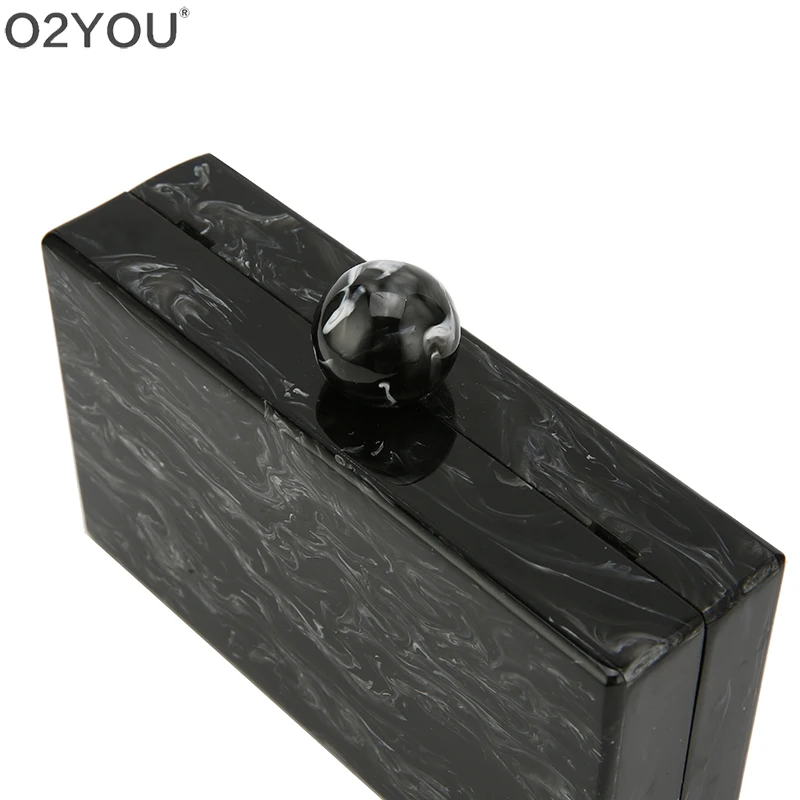 Pearl Black Marble Big Acrylic Clasp Ball Women Brand New PVC Plastic Acrylic Box Clutch Purse Handbag Wallet Beach Evening Bags