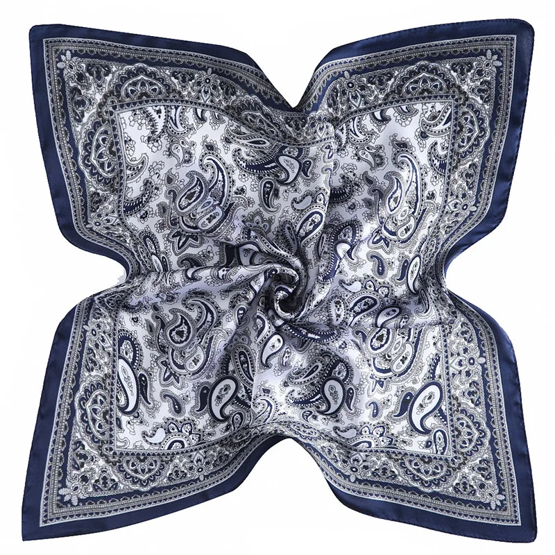 

53cm Square Scarves Women Brand Silk Satin Paisley Bandanna Headband Neck Tie Band Neckerchief Turban