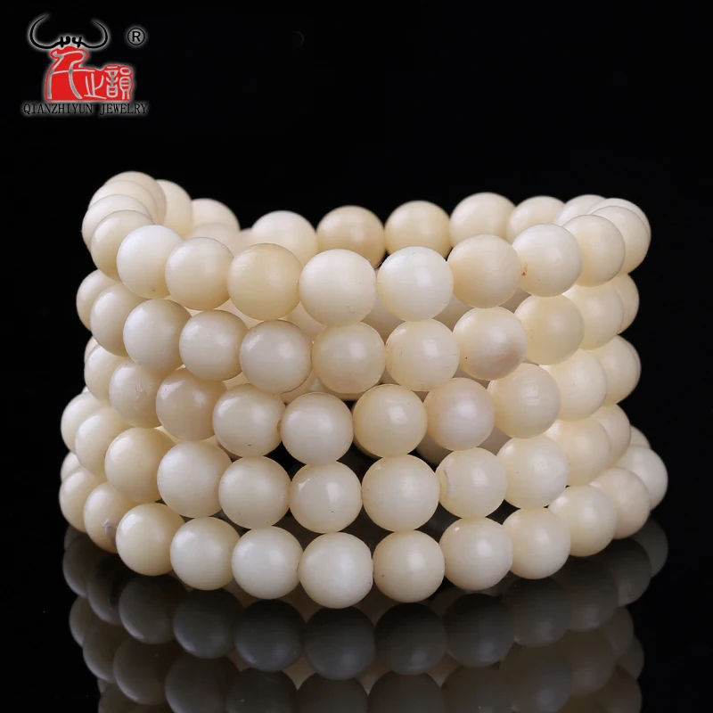 10PCS The natural camel bone is round and smooth with the beads DIY bracelet accessories.Hole 1.5mm