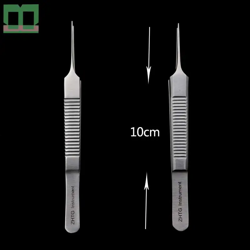 Pinça reta dentada 0.4mm/0.6mm, "ferramenta de cirurgia cosmética para pálpebras duplas de 10cm