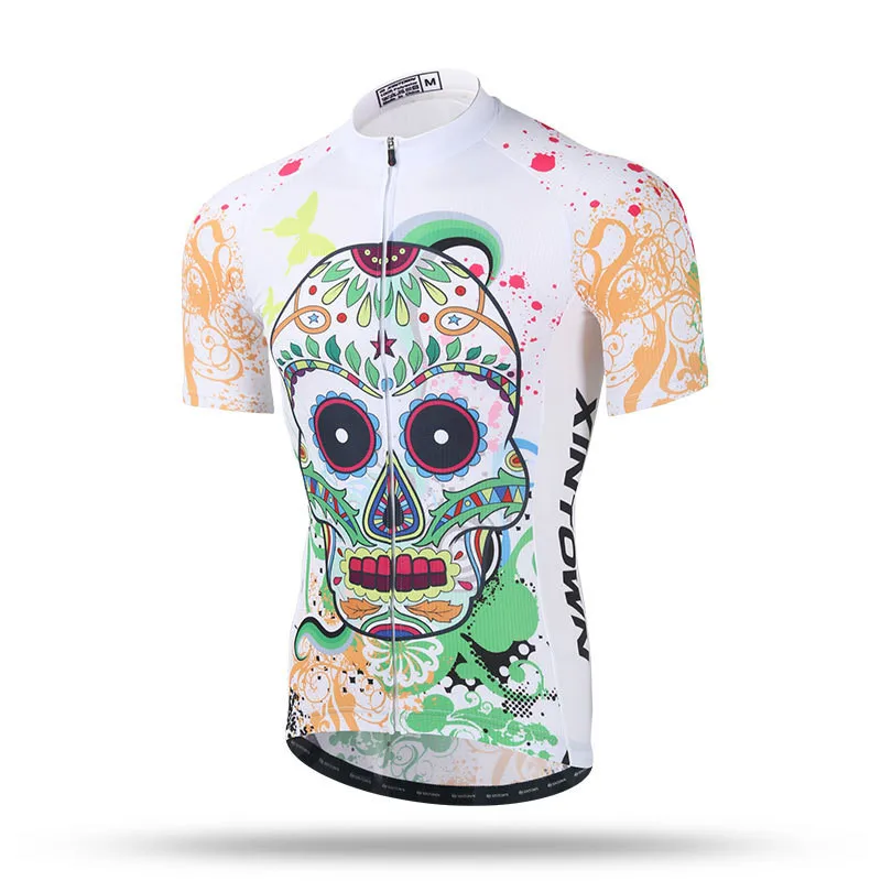 Xintown 2018 Printed Skull Cycling Clothing Short Sleeve MTB Cycling Jersey Shirt Breathable Bike Wear Cycle Bicycle Clothing