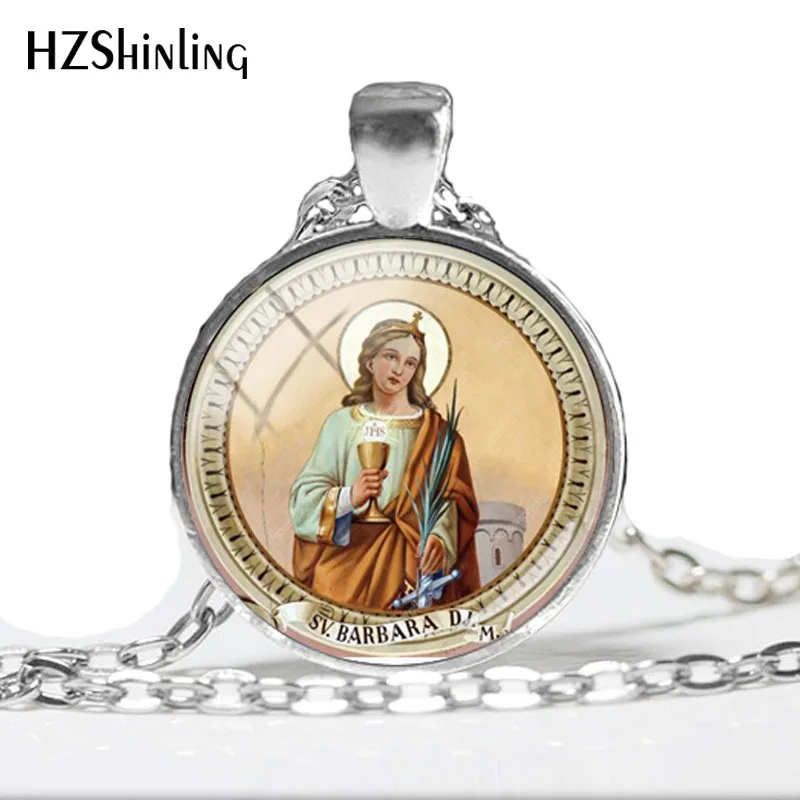 2018 NEW Saint Barbara Glass Photo Cabochon Necklace Barbara Art Printed Photo Pendant Kazanskaya Vintage Glass Necklace HZ1