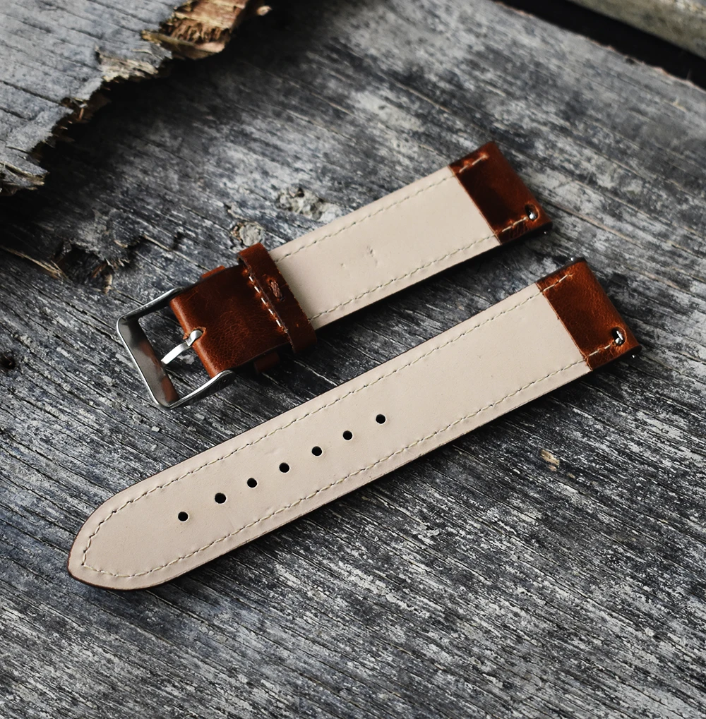 Onthelevel Handmade Retro Genuine Leather Red wine Watch Band Strap 18mm 20mm 22mm Wrist Watchbands Belt Silver Polished Buckle