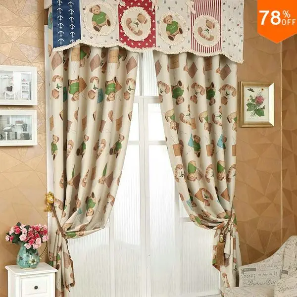 

Lovely Bear Pattern The Classical curtains Kids Garden Children curtain Silky Drapery Quality Drapes For Child curtains