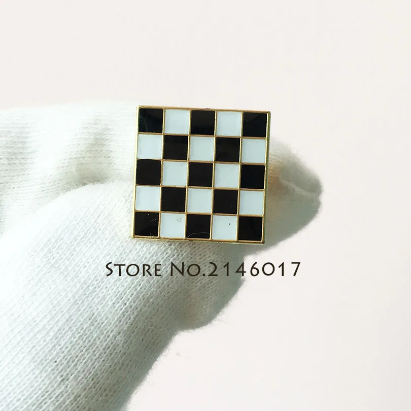 2pcs Mosaic Pavement Pins Badge Free Masons Masonic Black White Checkered Rug Floor Brooch Blue Lodge Lapel Pin for Freemason