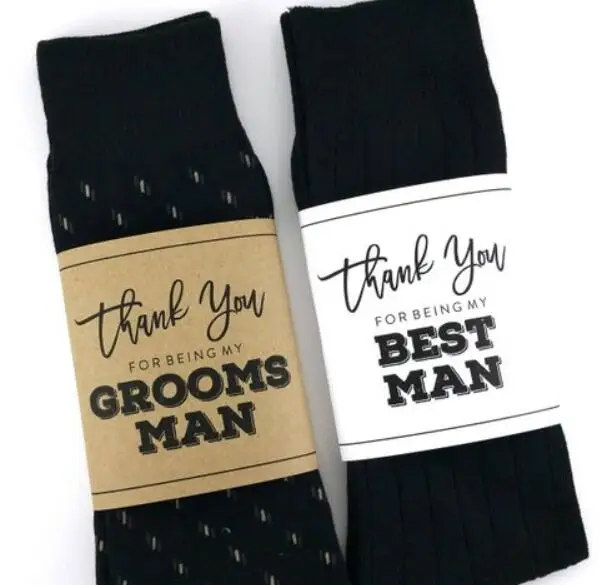 

personalize any text groomsmen bestman Sock Wrapper lables, Father of the bride Wedding Socks Wrappers gifts