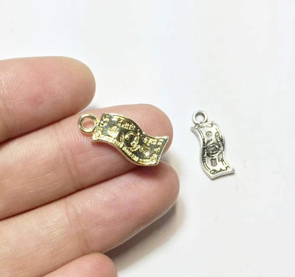 Eruifa-20 Uds. De 8x15mm de monedas diminutas, dijes de aleación de Zinc, collar al por mayor, pendiente, pulsera, joyería artesanal hecha a mano, 2 colores