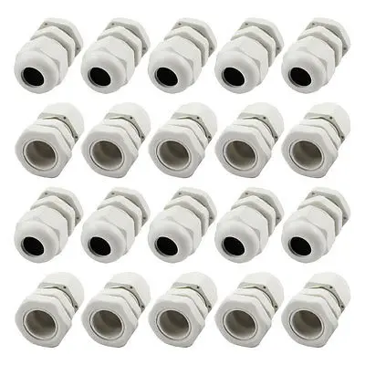 

20Pcs M18X1.5 3mm to 10mm Waterproof Connector Plastic Cable Gland White