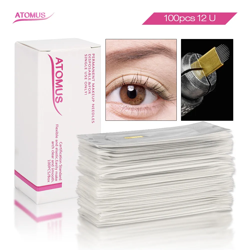 

100pcs PCD 12u Shape Permanent Make Up Needle Tebore Agujas De Microblading Eyebrow Laminas Para Tebori Agulhas De Tatuagem