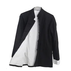 Men's Casual double deck Jacket Autumn Winter Kung Fu Coat Traditional Chinese Tang Suit Coat Tai Chi Uniform Cotton Tops