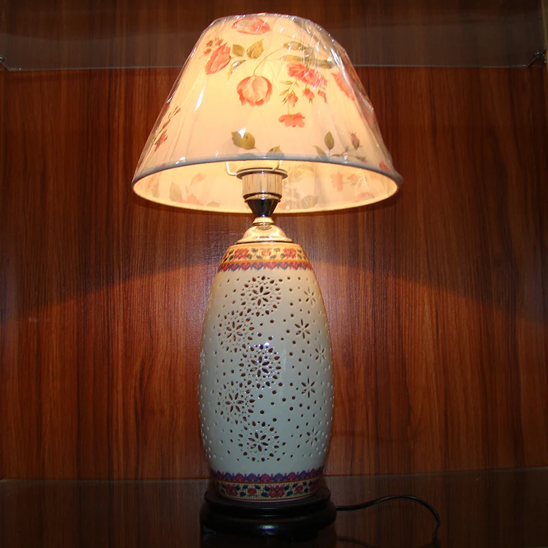 Vintage chinese porcelain ceramic table lamp bedroom living room wedding table lamp Jingdezhen ceramic table lamp