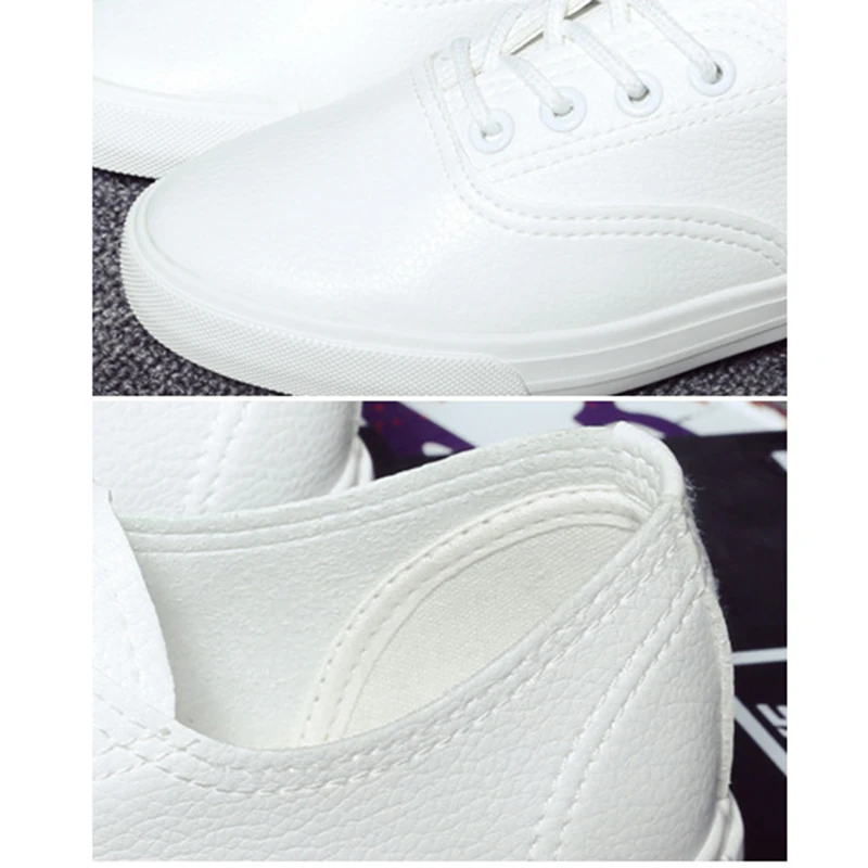 Women White Sneakers 2019 Spring Summer PU Leather Casual Flat Shoes Black Sneakers For Woman Non-Slip Shoes Comfortable Sneaker