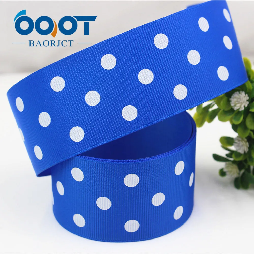 OOOT BAORJCT 176181 38mm 10 yard/lot Dots Ribbons Thermal transfer Printed grosgrain Wedding Accessories DIY handmade material