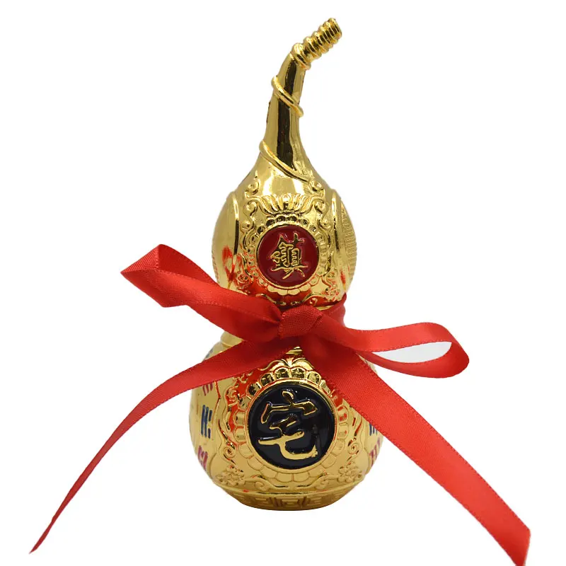 Chinese Feng Shui Decorating Tai Chi  Wu Lou Hu Lu Miniaturas Copper Alloy Gourd Amulet Home Decoration Accessories Vintage