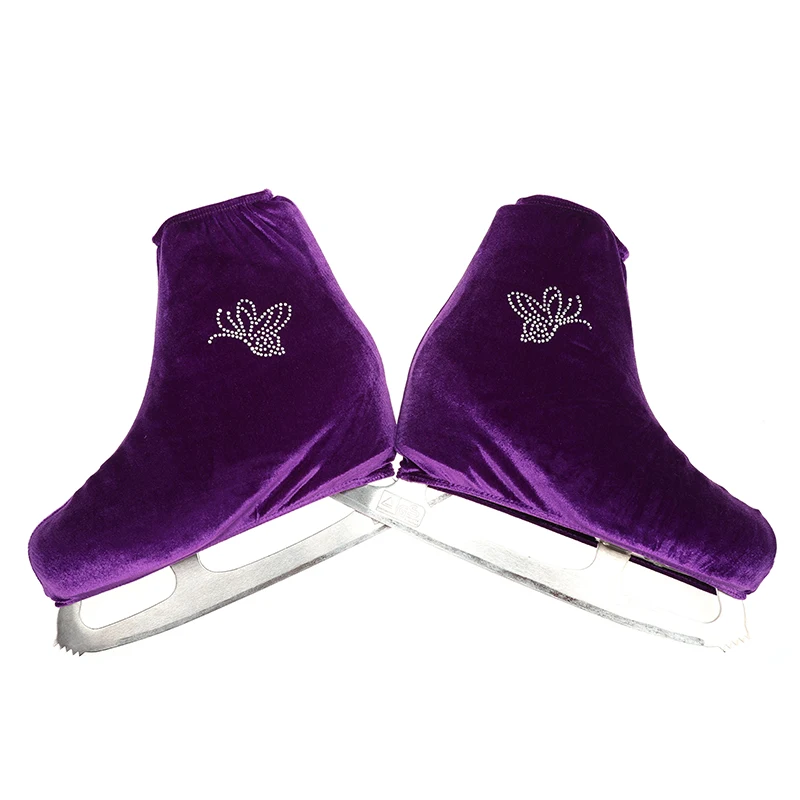 

Nasinaya Figure Skating Competition Shoe Covers Children's Velvet Protective Roller Accessories Shiny Rhinestones