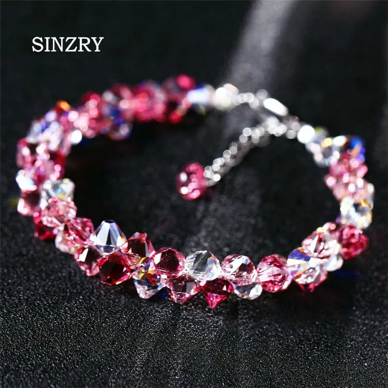 

SINZRY JEWELRY Hot Handmade glass crystal Charm Bracelets Luxury imported Austria crystal DIY brilliant girl Bracelets